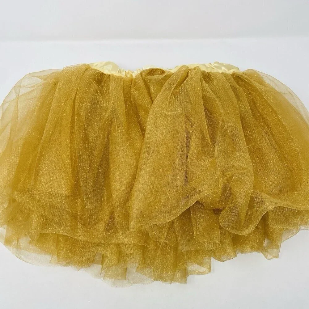 Youth Child Size S/M Mesh Tutu Skirt Gold Ideal for‎ Play Pretend Halloween 440